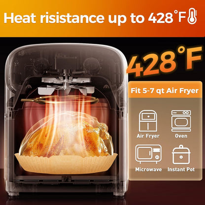 Air Fryer Paper Liners - 100PCS 6.5IN Square Non-Stick Parchment Sheets for Baking & Roasting