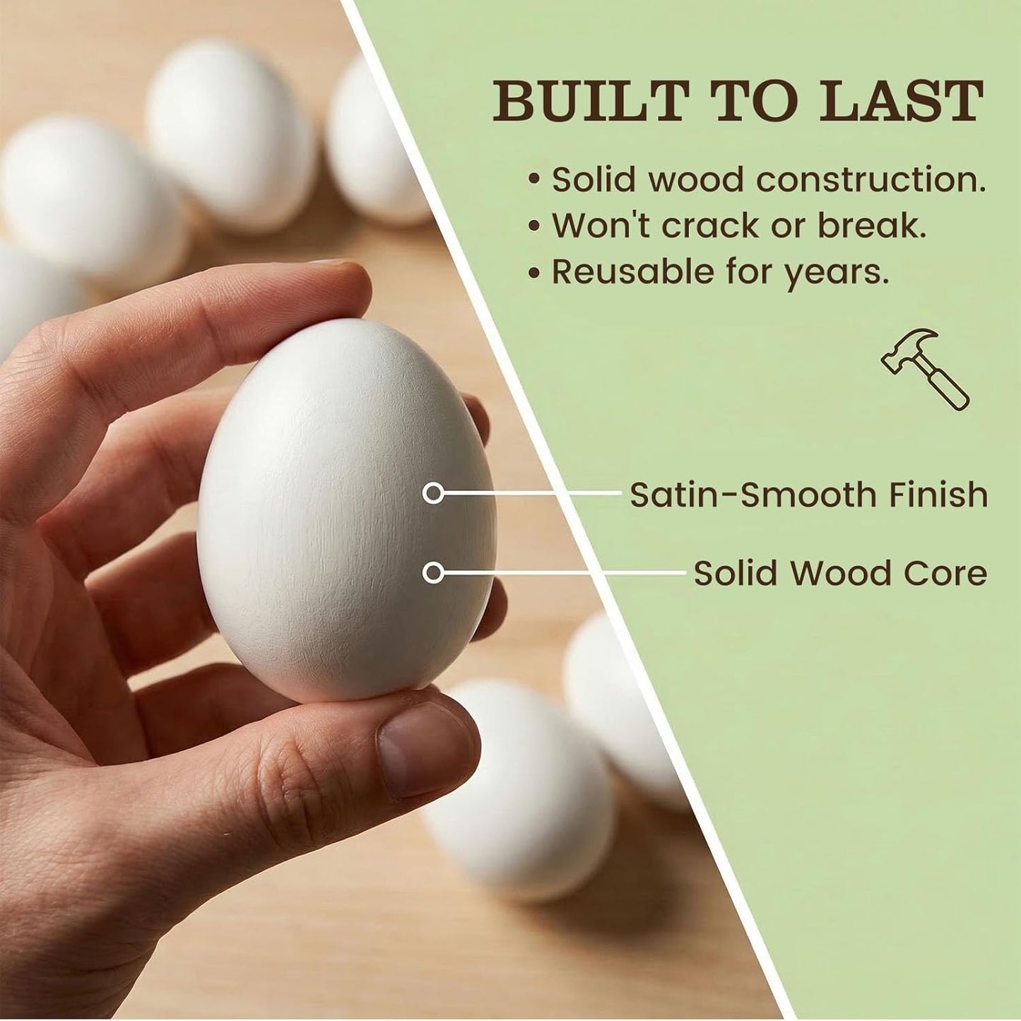 SallyFashion Wooden Fake Eggs - 9 PCS White Easter Eggs for Craft & Pretend Play | Toddler Kitchen Accessories