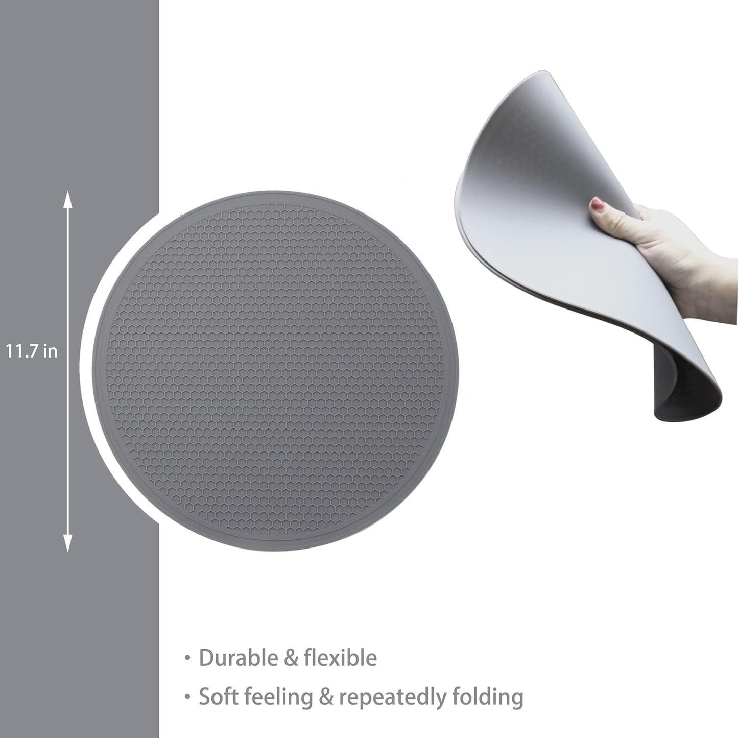 Tongjude Silicone Microwave Mat - Non-Slip Trivet & Hot Pot Holder - 11.7" x 11.7" - Dishwasher Safe