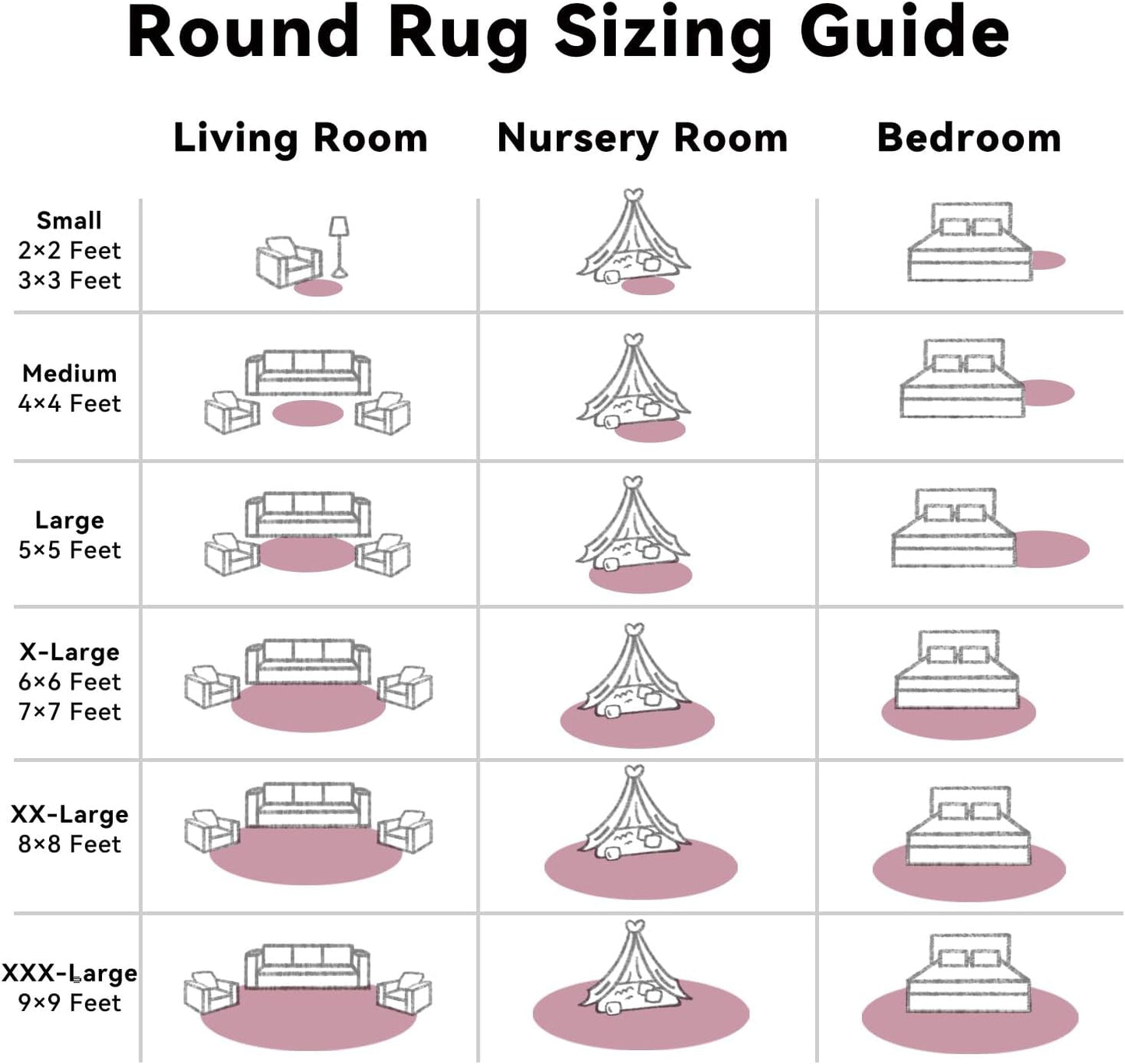 OLANLY Blush Round Area Rug - Soft, Fluffy 7 ft Circle Carpet for Bedroom, Living Room & Nursery Decor