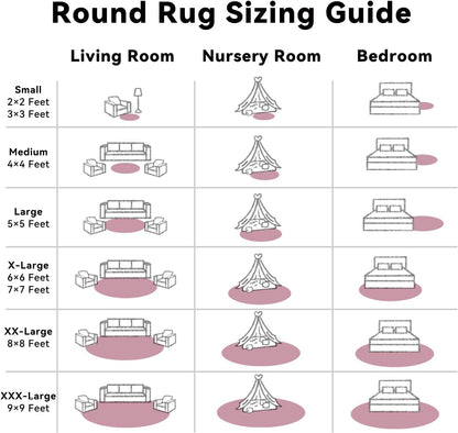 OLANLY Blush Round Area Rug - Soft, Fluffy 7 ft Circle Carpet for Bedroom, Living Room & Nursery Decor