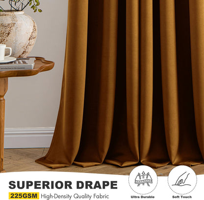 MIULEE Blackout Curtains - Thermal Insulated Room Darkening Drapes | 84 Inches Long, Gold Brown, 2 Panels