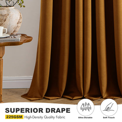 MIULEE Gold Brown Blackout Curtains for Bedroom Living Room 84 Inches Long 2 Panels, Thermal Insulated Room Darkening Drapes Solid Grommet Noise Reduction Light Blocking Window Treatments 40x84 inch