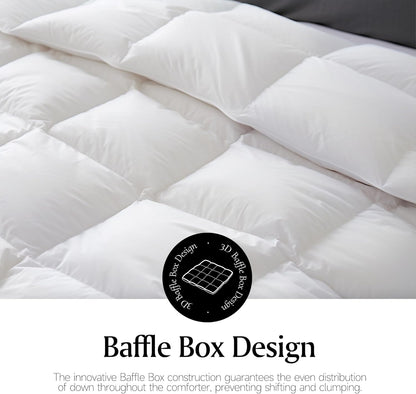 Royal Luxe Goose Feather Down Comforter - Ultra Soft Queen Size Duvet Insert | 100% Cotton, All Season Bedding 88”x88”