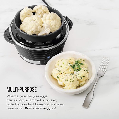 Chefman Egg Maker - Rapid Poacher & Vegetable Steamer | Makes Up to 6 Eggs, BPA-Free, Black