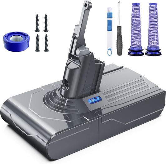 Morpilot 21.6V 8000mAh Battery Replacement - Compatible with V8 Series Cordless Vacuums | Includes Filters