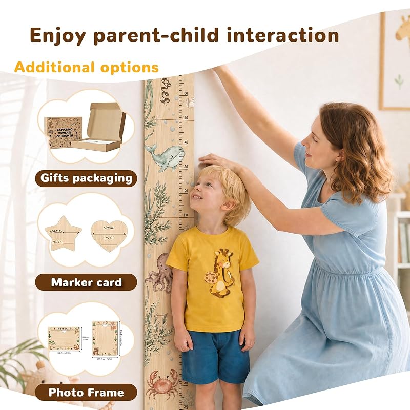 Personalized Name Wood Growth Chart for Wall - Style10 (Style 10) Height Chart for Kids