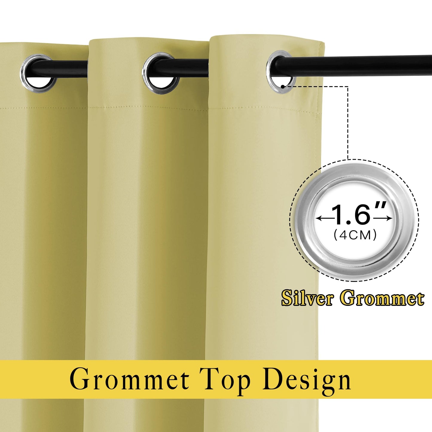 NICETOWN Living Room Window Curtain Drapes Extra Long & Wide - Living Room Panels Grommet Top Window Treatment for Hall & Guest Room (W80 x L108, Paler Yellow, 2 Pieces)