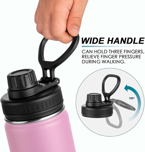 Koodee Insulated Water Bottle - 22 oz Stainless Steel Double Wall Vacuum Sport Bottle | Leakproof Spout Lid (Pink)