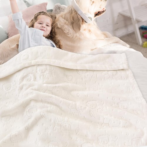 BORITAR Fleece Baby Blanket 3D Animal Blanket, Ultra Soft Fluffy Baby Blankets for Boys Girls, Cozy Infant Toddler Newborn Receiving Blankets for Crib Stroller (30x40 Inches, Cream)