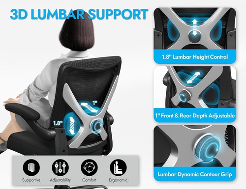 Ergalithic Ergonomic Office Chair - Comfy Mesh High-Back Gaming Chair with Adjustable Lumbar Support | Perfect for Long Hours