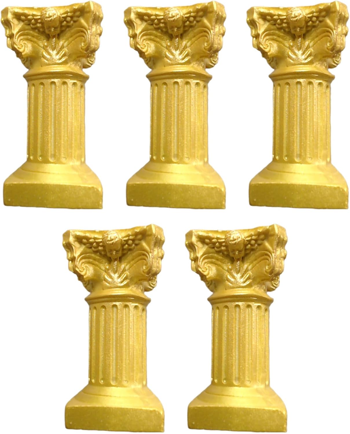 Saihisday Miniature Roman Pillar Candle Holders - 5Pcs Resin Greek Column Figurines for Wedding & Christmas Decor | Yellow