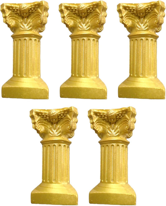 Saihisday Miniature Roman Pillar Candle Holders - 5Pcs Resin Greek Column Figurines for Wedding & Christmas Decor | Yellow