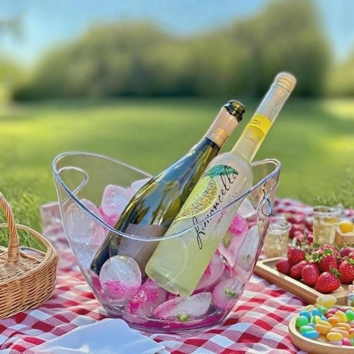 Clear Ice Bucket 2 Pack, 4L Acrylic Ice Buckets for Parties - Beverage Tub for Champagne, Beer, Wine Bottles, Large Drink Cooler Bin for Home or Commercial Use