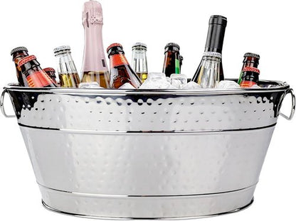 BREKX Stainless Steel Beverage Tub, 15 Quarts (4 Gallon), Rust-Proof, Oval, Multi-Use, Champagne Bucket for Mimosa Bar Supplies, Wine Cooler Bucket, Built for Years of Celebrations