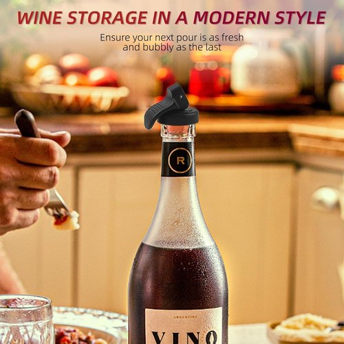 6PCS Wine Bottle Stoppers, Reusable Plastic Wine Corks Wine Stoppers Bottle Caps Champagne Stoppers with Airtight Seal, Keep Wine Fresh Wine Bottle Sealer Set