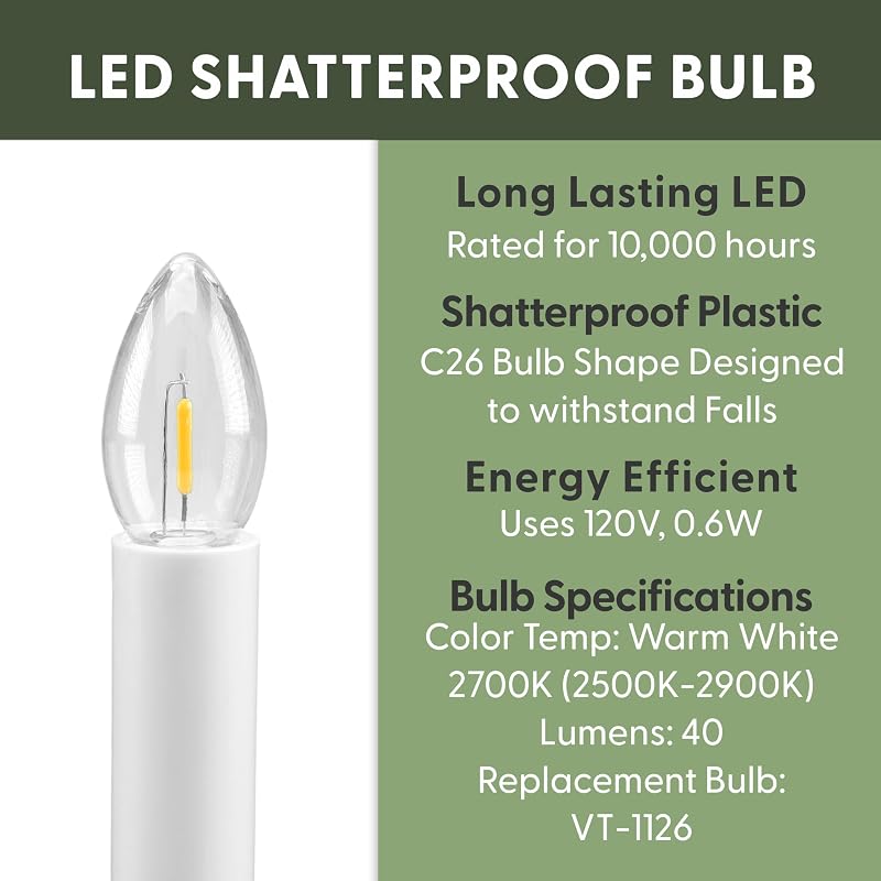 Electric LED Window Candles with Timer - Brass Variant, Shatterproof Bulbs