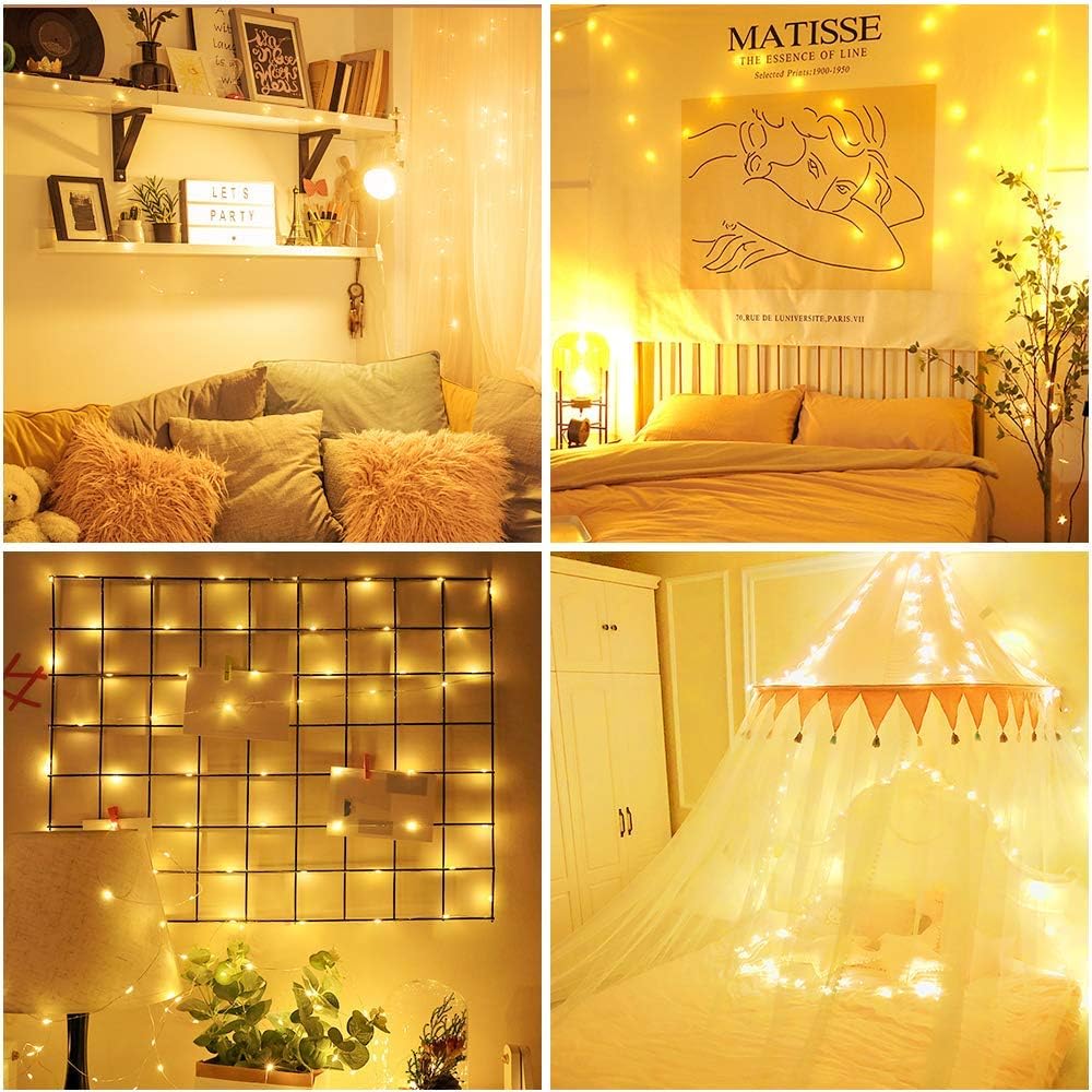 Moobibear LED String Lights - 99ft 300 LEDs Warm White Fairy Lights | Dimmable Outdoor Decor with Remote Control