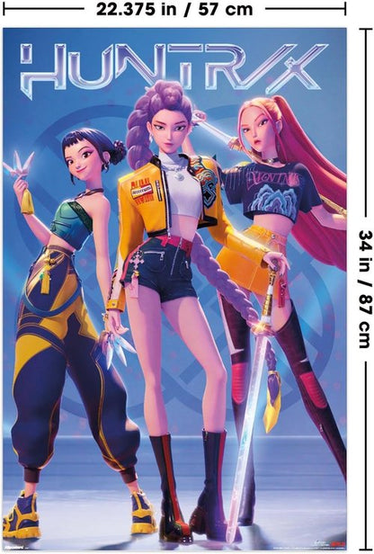 Huntrix | KPop Demon Hunters Wall Poster - 34" x 22.4" | Includes Poster & Clip Bundle