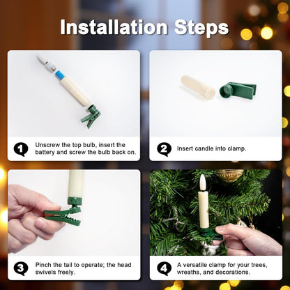Skiennix 4-Inch Clip-On Candles - Battery Operated Flameless LED Lights with Remote Timer | 10 Pcs for Christmas & Halloween Decor