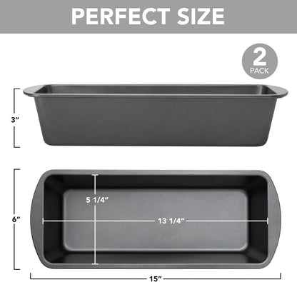 Tiawudi Extra Large Nonstick Bread Pan Set - 13" x 5" Rectangular Loaf Tins for Perfect Baking