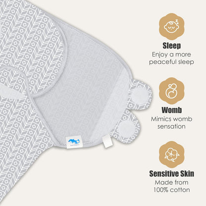 Sweet Dolphin Baby Swaddle Sleep Sacks - Soft Cotton Ergonomic Wrap for Newborns, 0-3 Months, Grey
