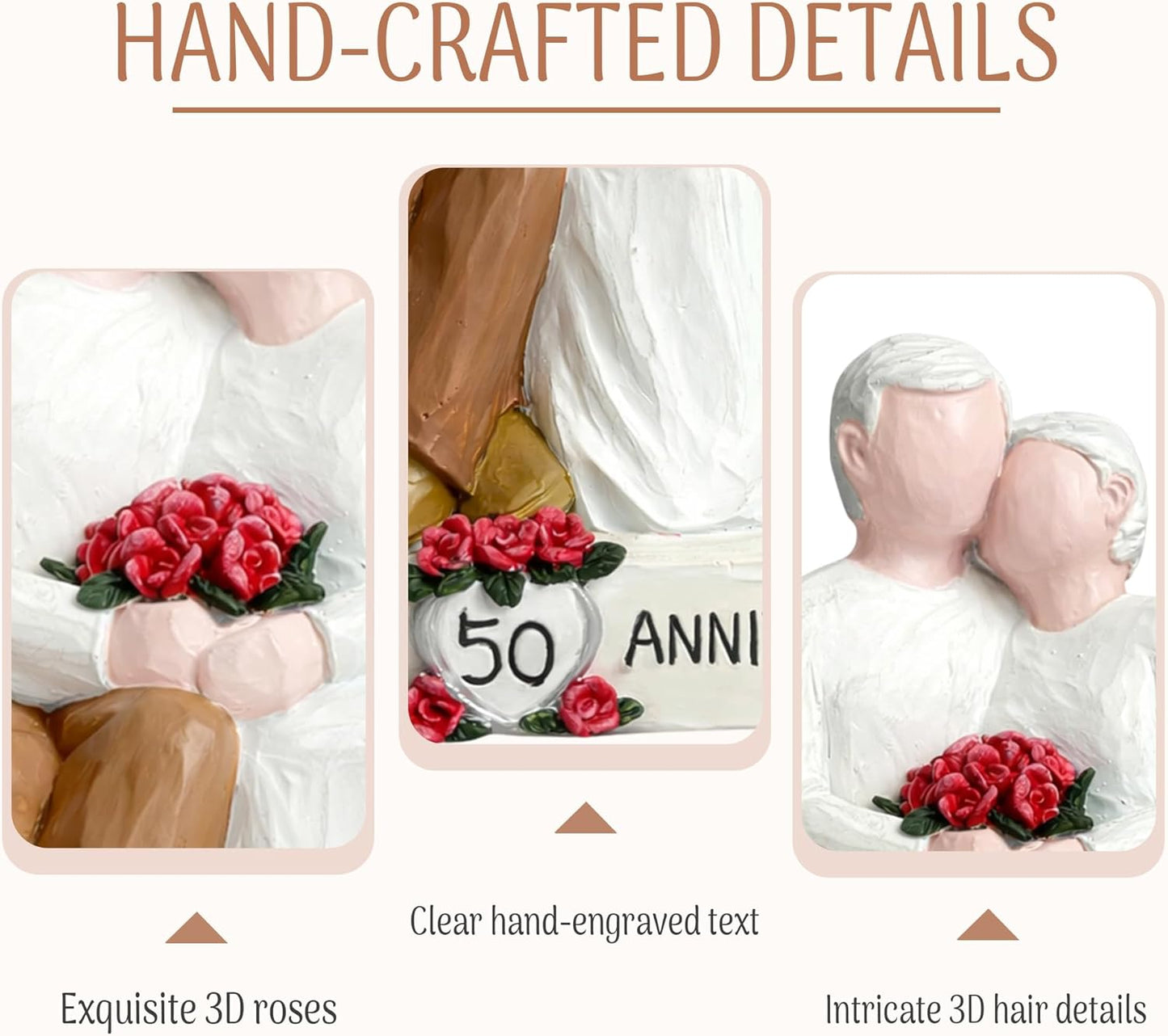 Regine Switzerland 50th Wedding Anniversary Figurines - Hand-Painted Resin Statues for Couples | 5.9 Inch Tabletop Decor