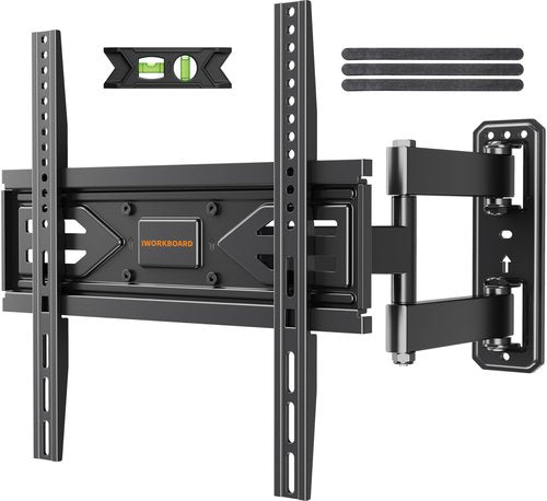 IWORKBOARD 40 43 50 55 inch Full Motion Corner TV Wall Mount for Most 32-65 inch Flat & Curved TVs, Articulating Swivel & Tilt TV Mount Bracket, up to 80 lbs,VESA 400x400mm, Single Stud Perfect Center