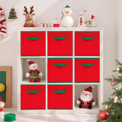 Storage Maniac Storage Cubes - 11-Inch Durable 6-Pack Fabric Bins for Closet & Toy Organization | Red