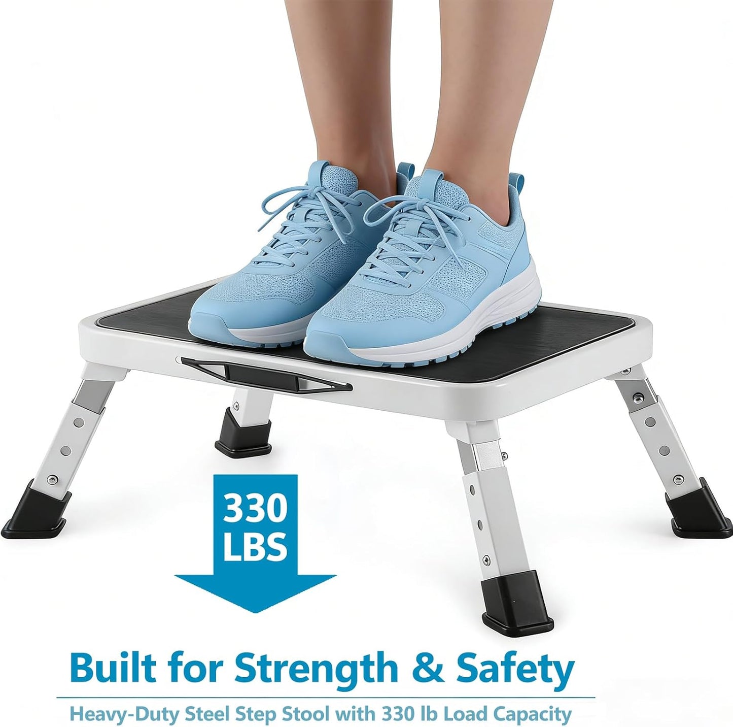 Simple Deluxe Foldable Step Stool - Heavy Duty Non-Slip Foot Stool for Adults & Kids | 330 Lbs Capacity