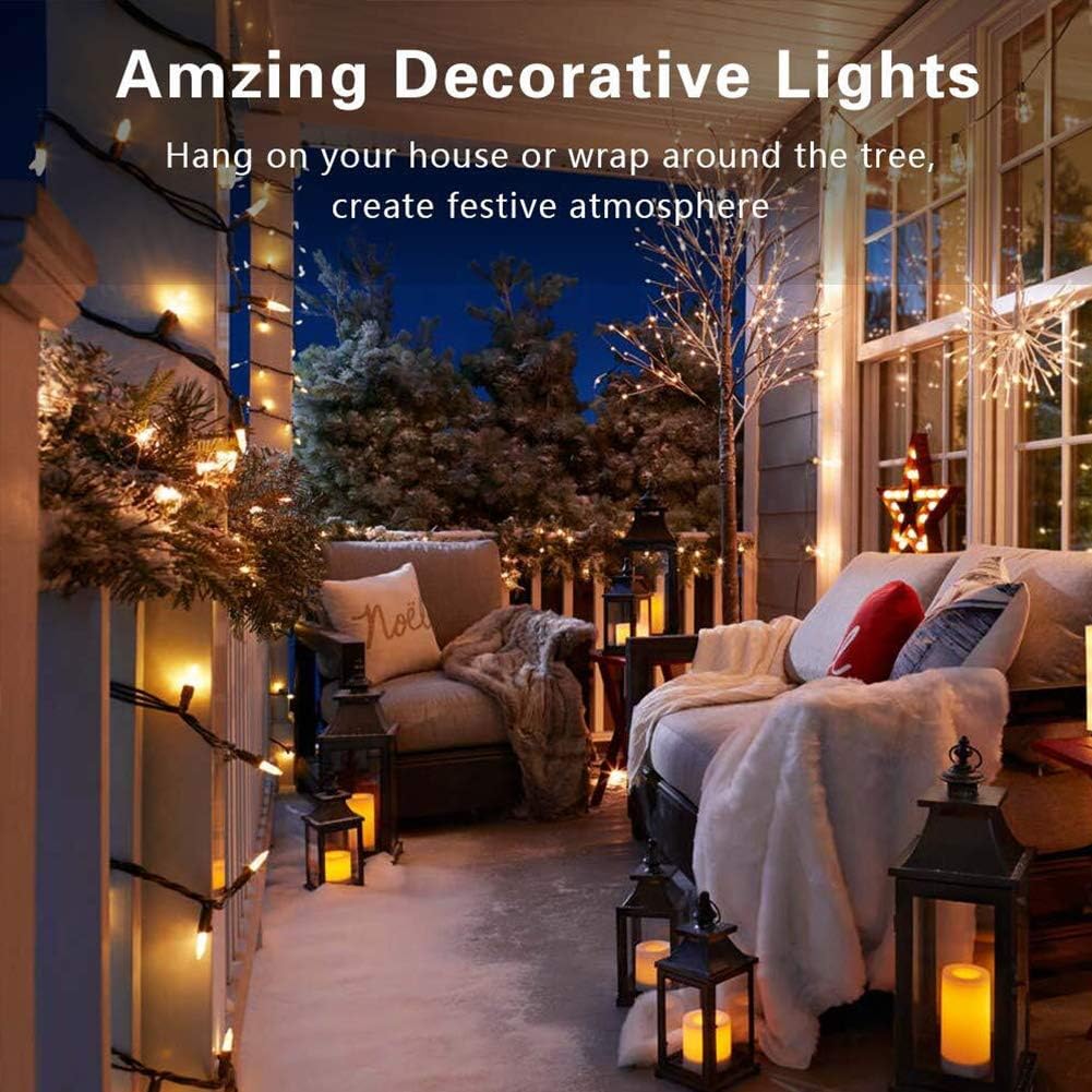 Woohaha Christmas Lights - 2 Pack 13ft 50 Count Warm White Incandescent String Lights for Indoor/Outdoor Decor