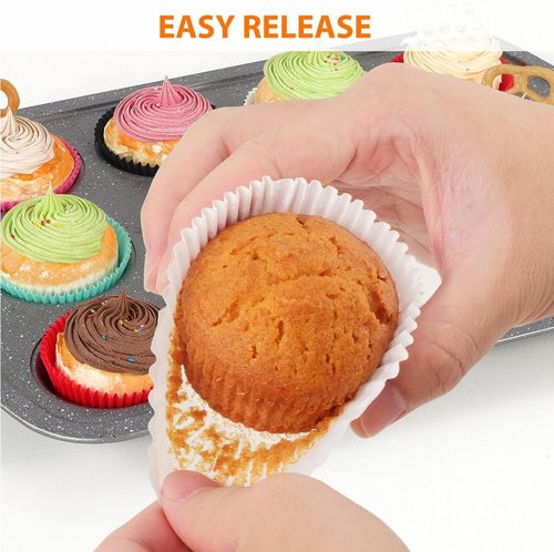 Caperci Cupcake Liners - Greaseproof Baking Cups for Weddings & Parties | 200 Count White