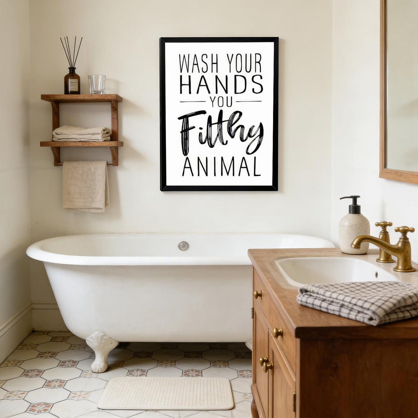 XRNDUYZP Black and White Bathroom Canvas Wall Art - Funny Quotes Poster Print for Kids' Washroom | 8x10 in