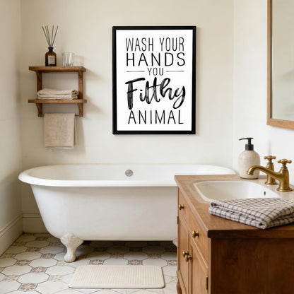 XRNDUYZP Black and White Bathroom Canvas Wall Art - Funny Quotes Poster Print for Kids' Washroom | 8x10 in