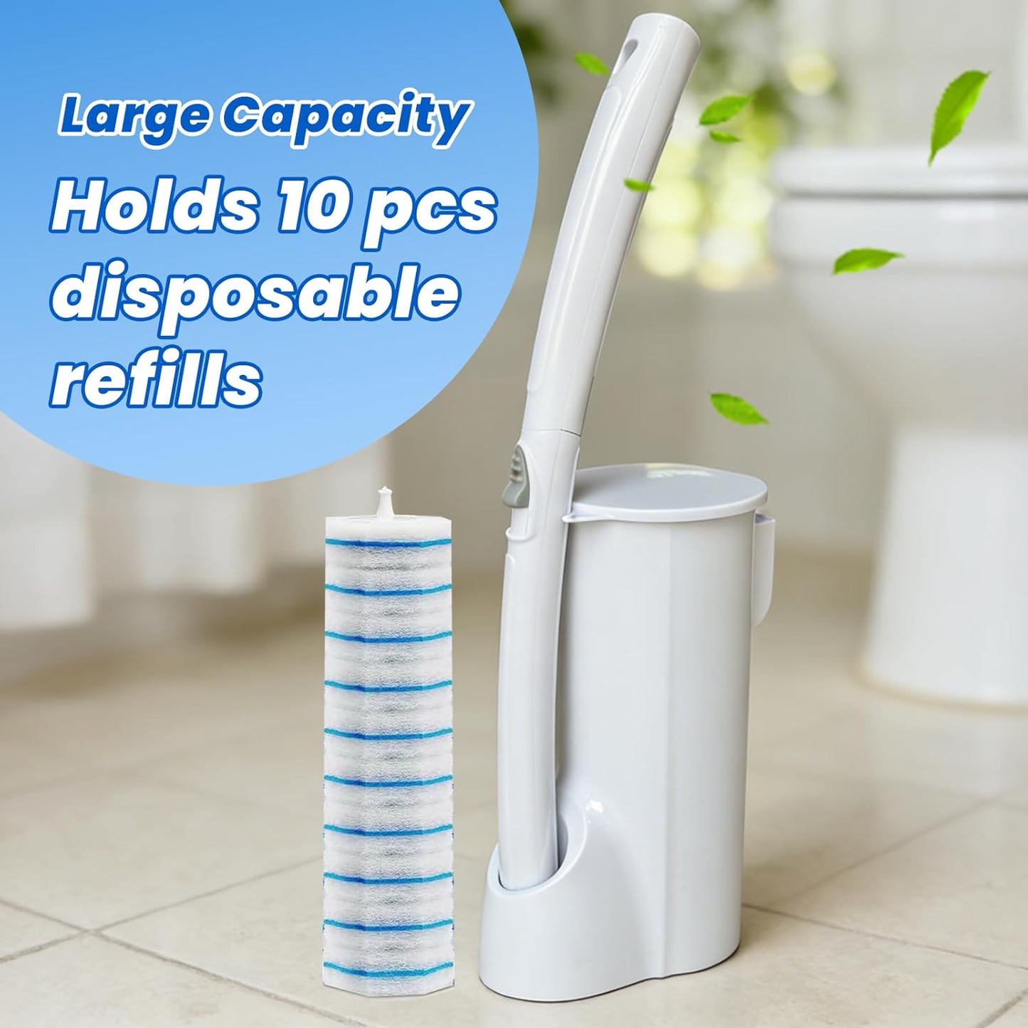 Skiennix Toilet Cleaning System - 40 Disposable Brush Refills & Wall-Mounted Holder Set