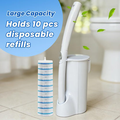40 Disposable Toilet Brush Refills Srubber Pads, Wall Mounted Toilet Bowl Holder Set Toilet Cleaning System Starter Kit, Scrubbing Toilet Wand Pads