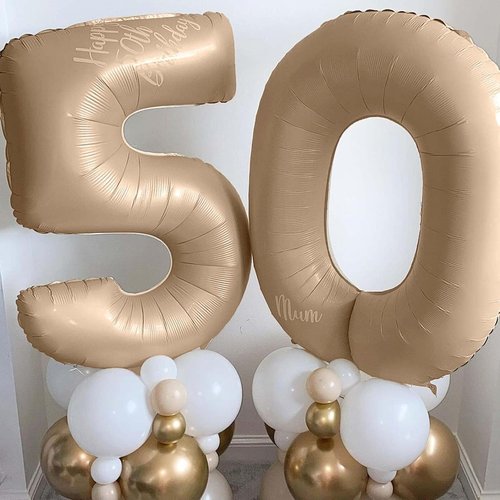 Balloon Number 4 - 40 Inch Self-Inflating Brown Foil Balloon | Giant Apricot 4 for Birthday Celebrations
