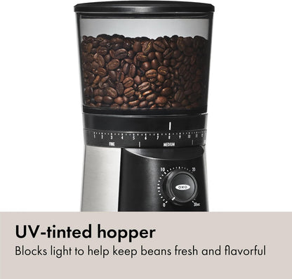OXO Brew Conical Burr Coffee Grinder - One-Touch Automatic Grind with Stainless Steel Burrs - Silver Finish