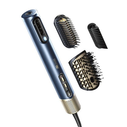 Infiniti PRO CONAIR DigitalAIRE Hair Dryer Drying Wand, Straightener and Styler, Ionic All-in-One Digital Motor Blow Dryer, Includes 3 High-Performance Attachments, Dark Blue