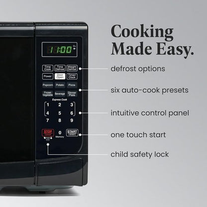 Farberware 0.7 Cu. Ft. Microwave Oven - 700 Watts, Auto Cook Settings & Child Safety Lock | Black