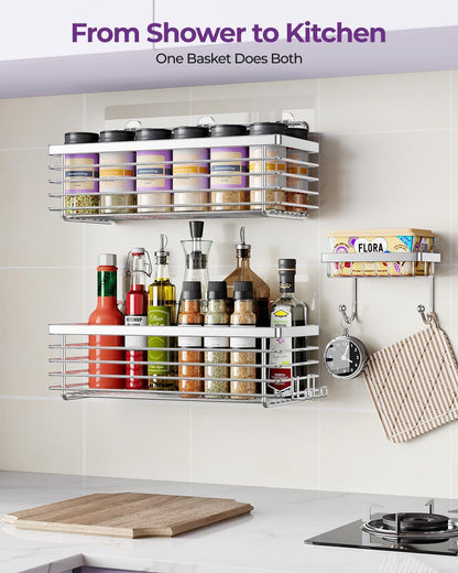 ODesign Shower Caddy - 3 Pack Stainless Steel Wall-Mounted Shelves | No Drilling, Rustproof, Silver
