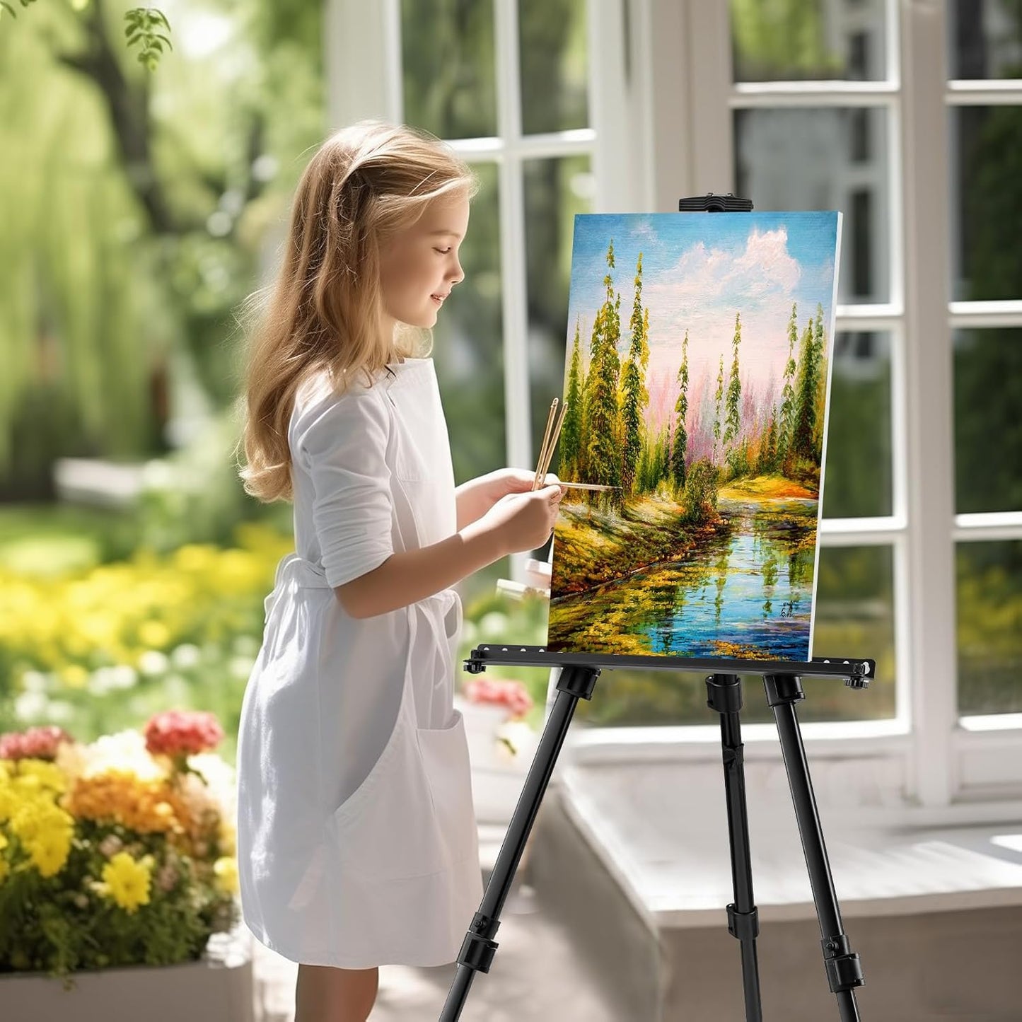 Regine Switzerland Adjustable Art Easel - 66 Inch Folding Aluminum Stand for Painting & Display