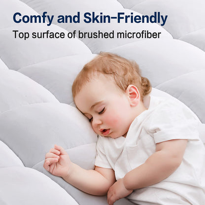 SOPAT Mattress Topper Full Size Extra Thick Mattress Pad 8-21" Deep Pocket Soft Down Alternative Fill Mattress Protector Pillow Top Mattress Cover (54x75 Inches, White)