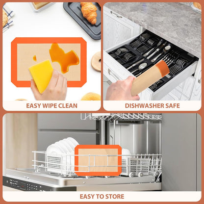 Silicone Baking Mat Set by [Brand Name] - Non-Stick, Heat-Resistant & Reusable | 3 Pcs for Cookies, Bread & Pastry - Orange