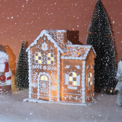 Sheaifun Gingerbread House Decor - Indoor Resin Christmas Decoration with LED Lights | 9 x 5 x 10.2 Inch