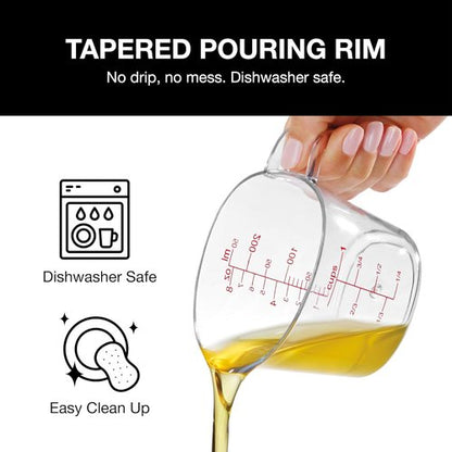 Cuisinart Liquid Measuring Cups - Clear 3-Piece Nesting Set for Accurate Measurements