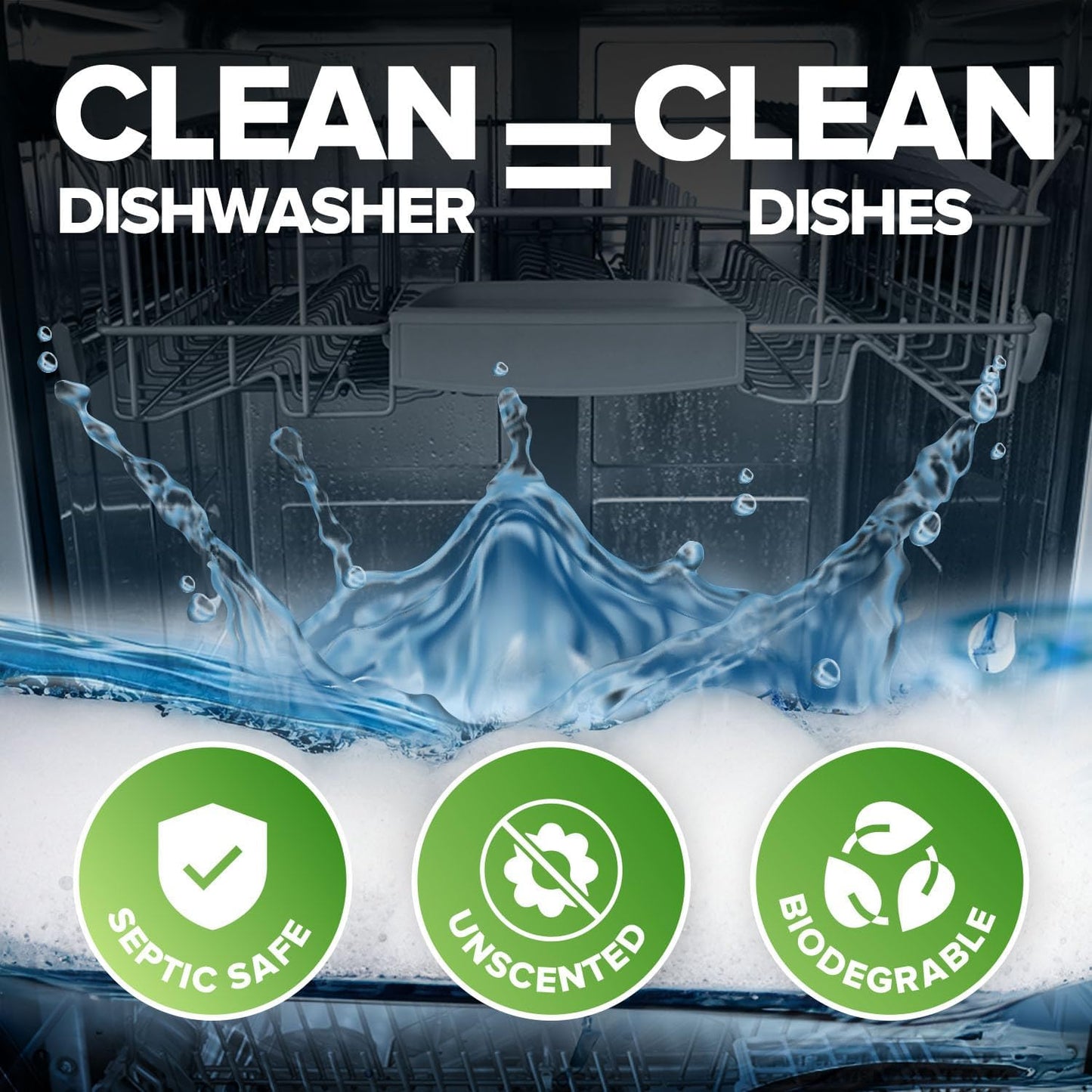 Renuv® Dishwasher Cleaner Tablets - Heavy Duty Deodorizer & Descaler for Hard Water Marks | 12 Tabs