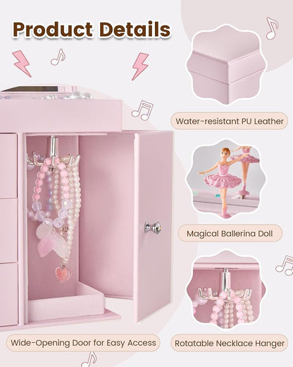 Pink Ballerina Music Jewelry Box for Girls 3-12 – Lolalet