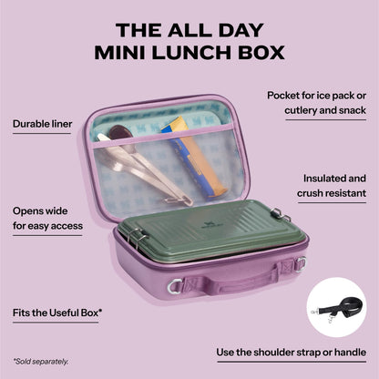 STANLEY All Day Mini Lunch Box | 4.2-quart | EVA Insulated Lunch Bag | Crush Resistant | Adjustable Strap | BPA-Free | Lilac
