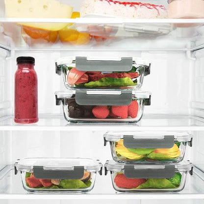 M MCIRCO 22 Oz Glass Meal Prep Containers - 10-Pack Food Storage with Lids | Microwave & Oven Safe (Gray)